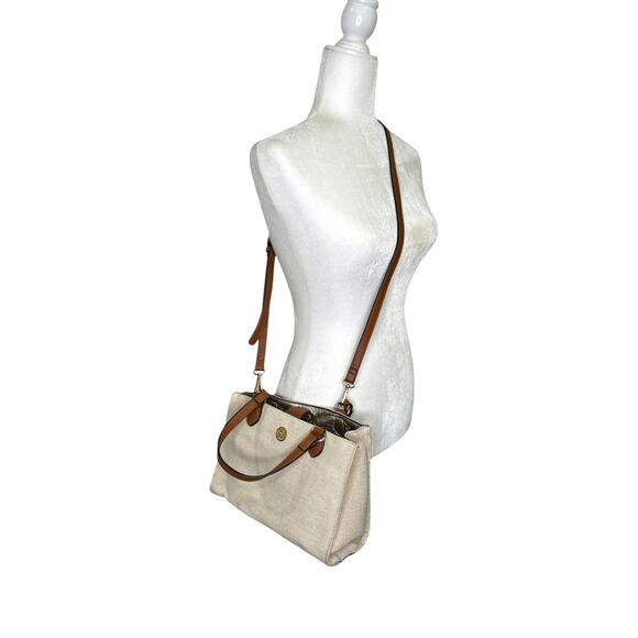 Anne Klein Natural Texturized Handbag Crossbody Bag Adjustable Strap - Picture 4 of 10